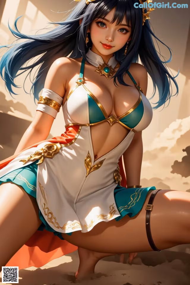 A woman in a bikini sitting on the ground.